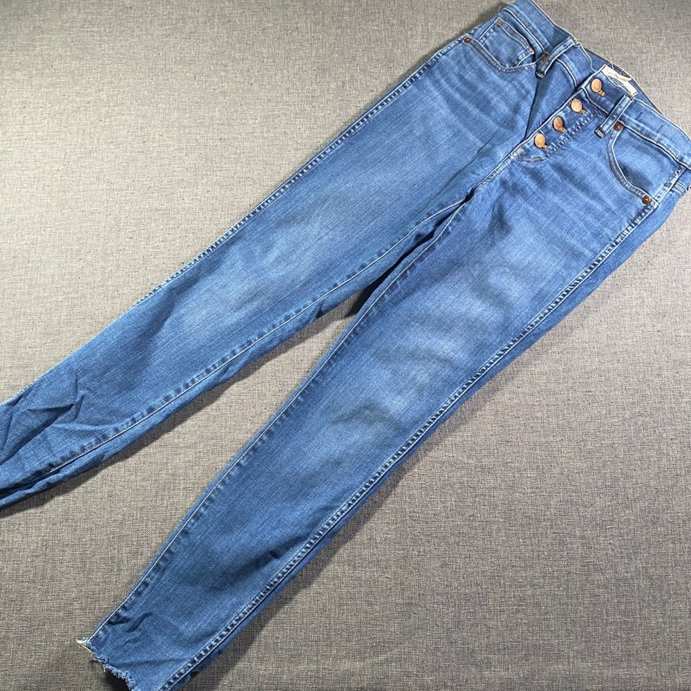Madewell High Rise Skinny Jeans Button Fly Raw Hem Size 26